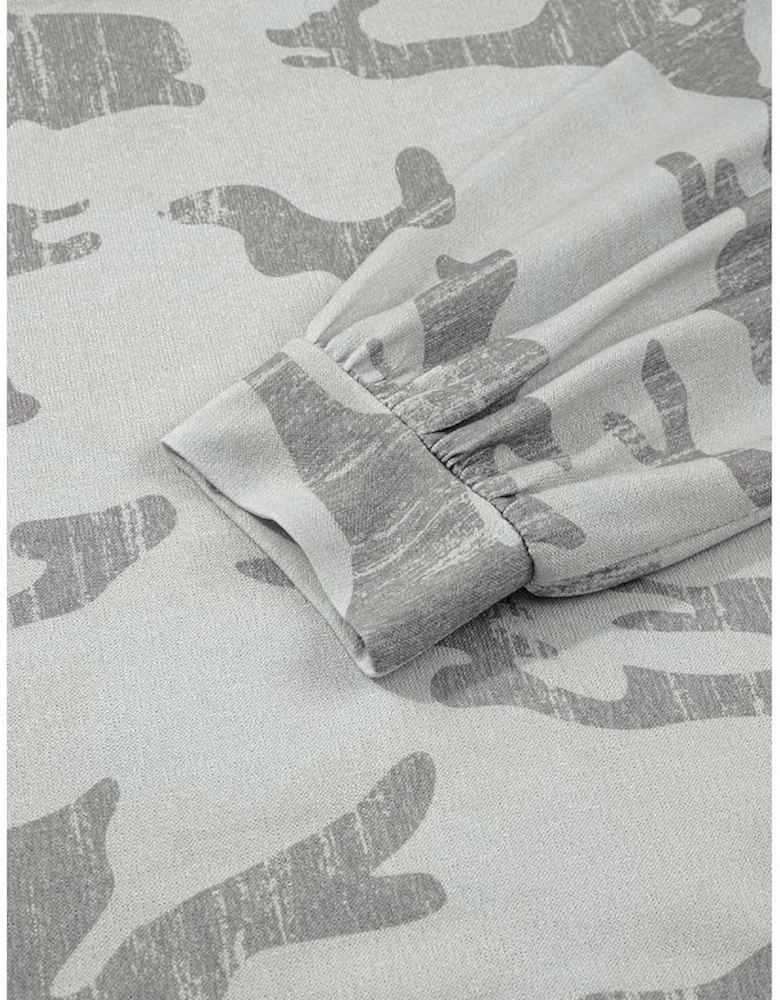 Multicolour Camouflage Print  Round Neck Plus Size Sweatshirt