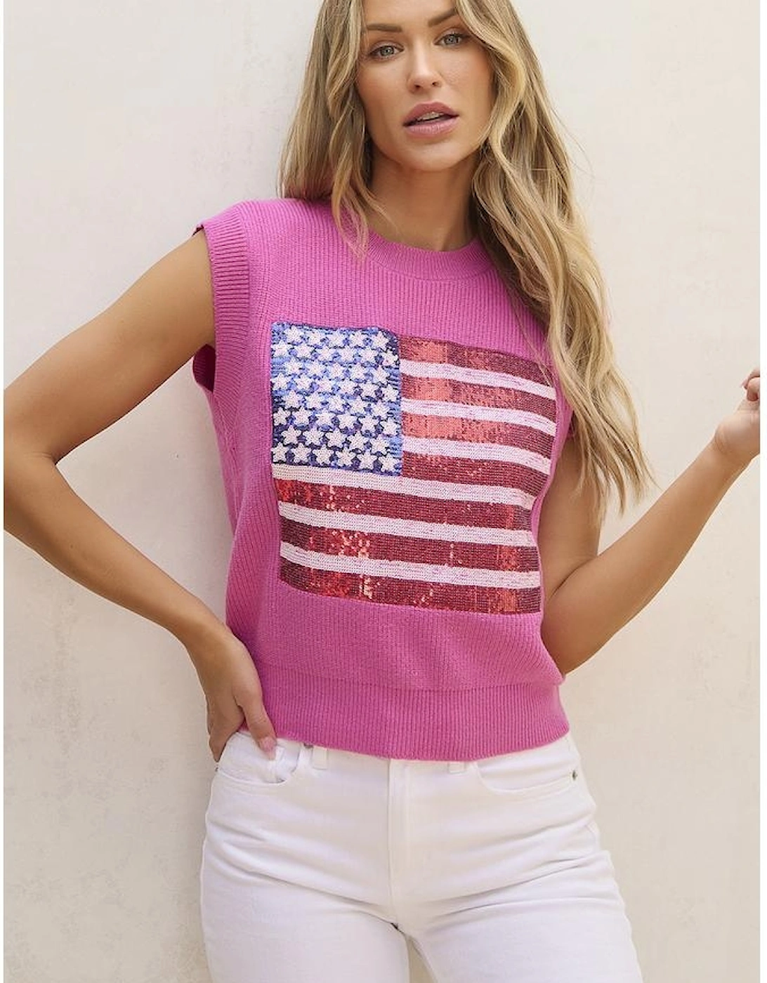Bonbon Sparkling American Flag Knitted Vest, 11 of 10