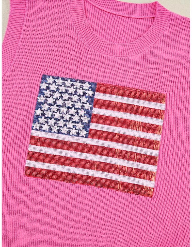 Bonbon Sparkling American Flag Knitted Vest