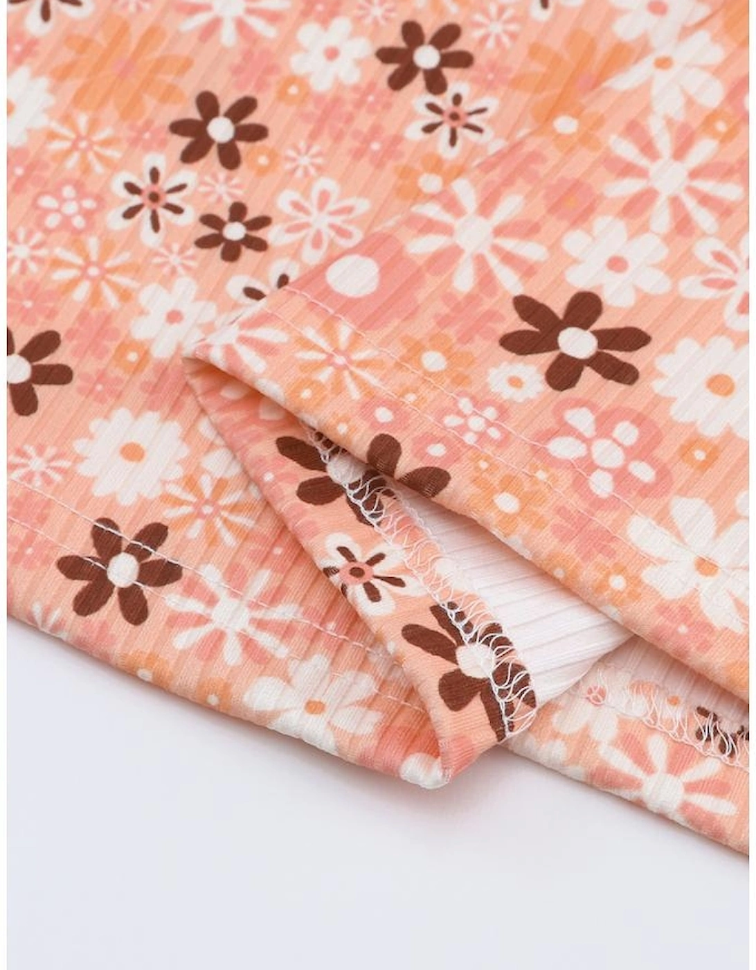 Orange Floral Knit Long Sleeve Top