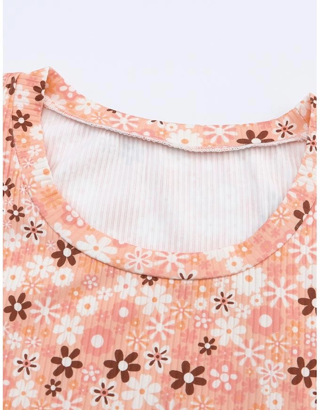 Orange Floral Knit Long Sleeve Top