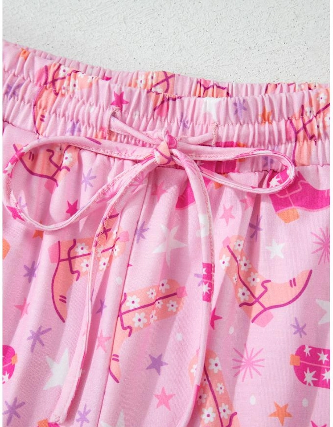 Pink Western Boots Printed Short 2pcs Lounge Set