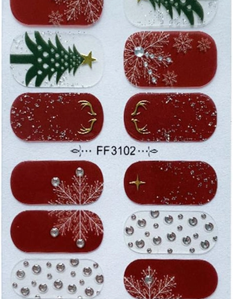 Azura Exchange Racing Red Christmas Tree Snowflake Rhinestone Gel Nail Stickers