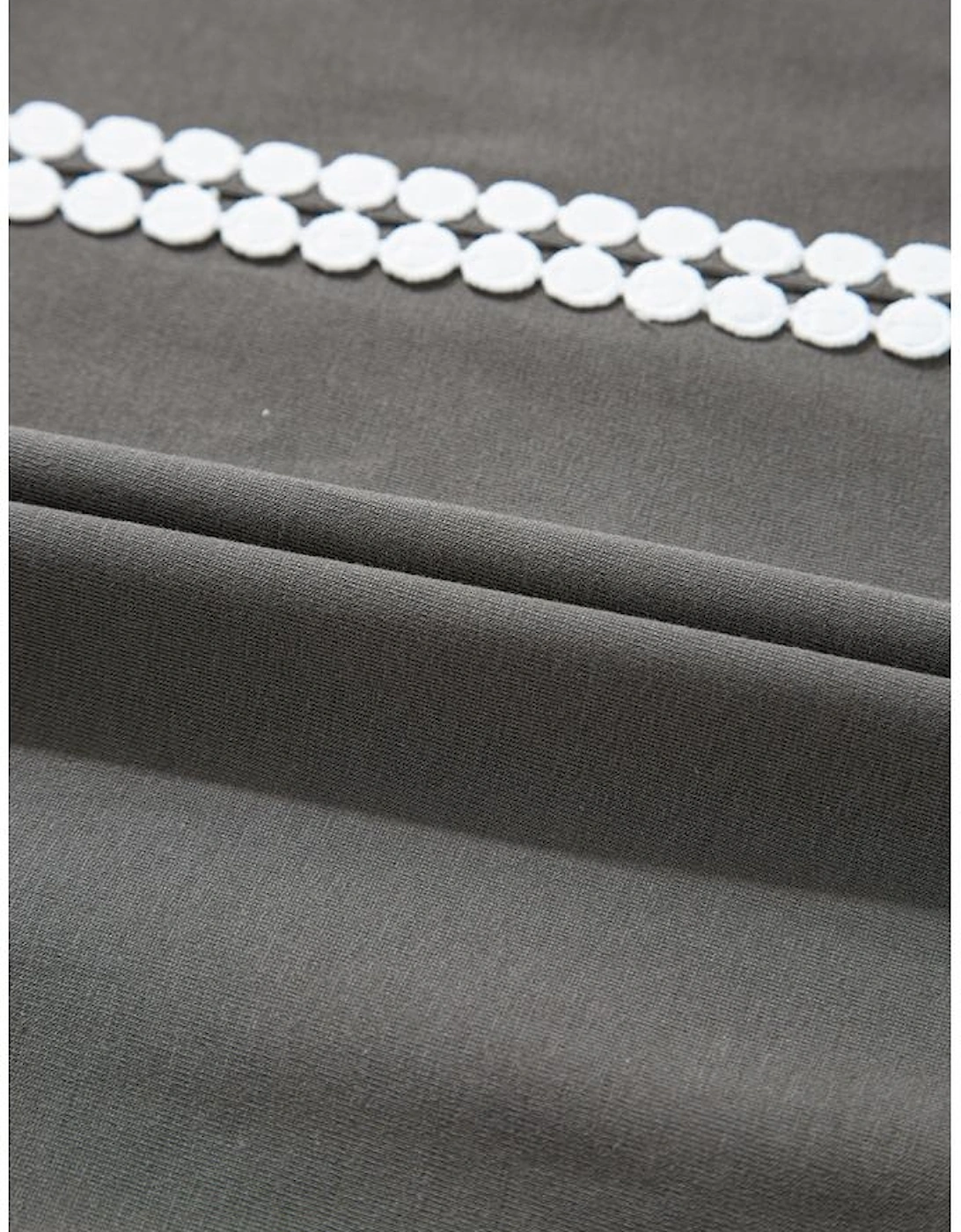 Medium Grey Lace Bow Raw Edge Drop Shoulder Casual T Shirt