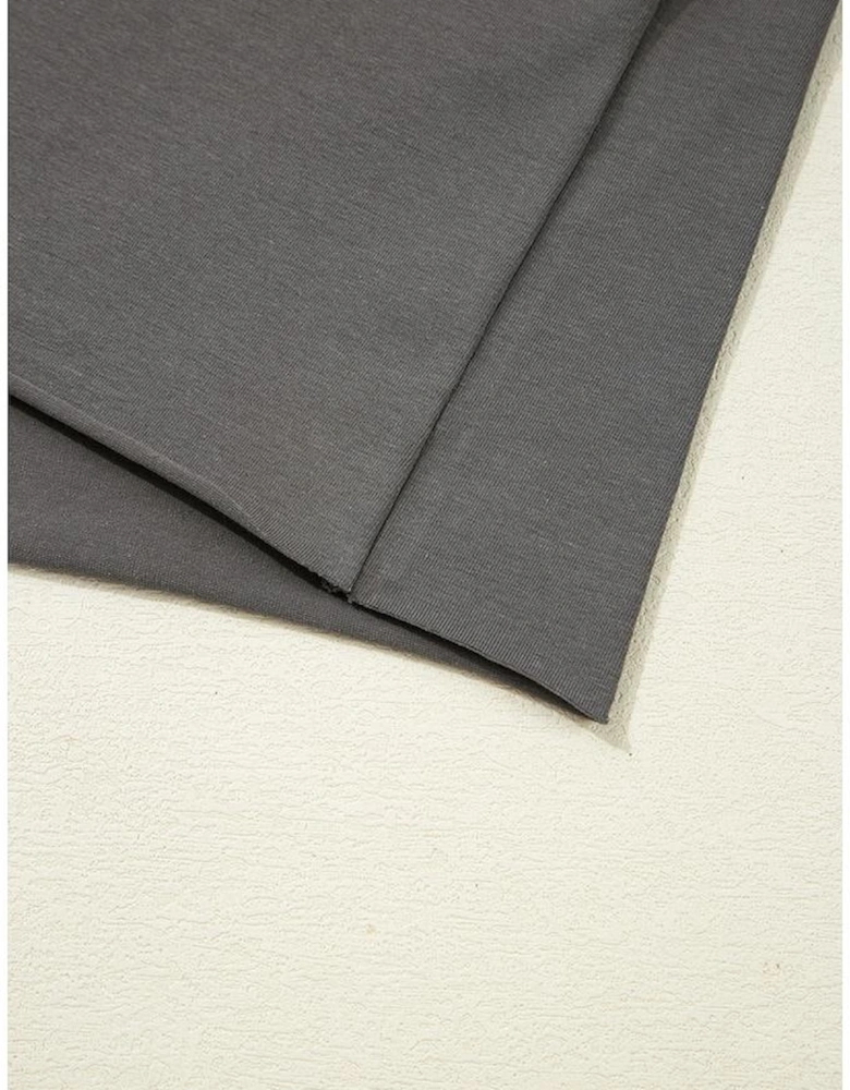 Medium Grey Lace Bow Raw Edge Drop Shoulder Casual T Shirt