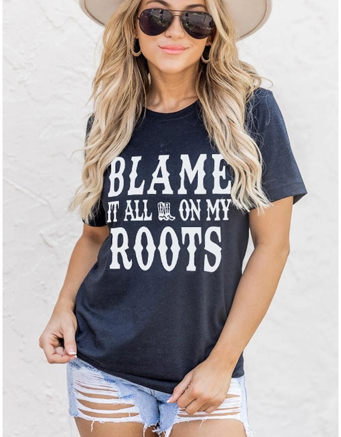 Black Blame It All On My Roots Graphic Tee