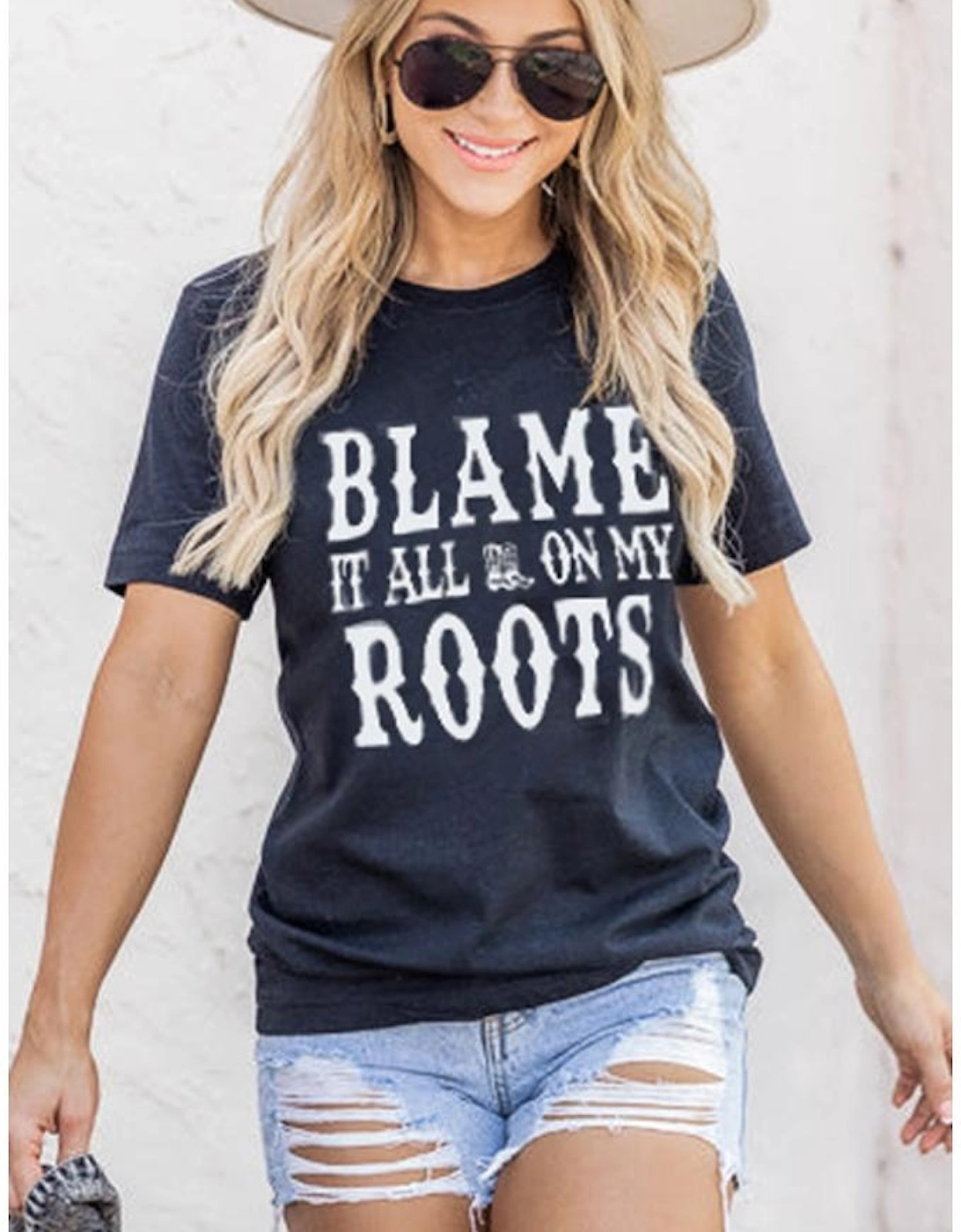 Black Blame It All On My Roots Graphic Tee