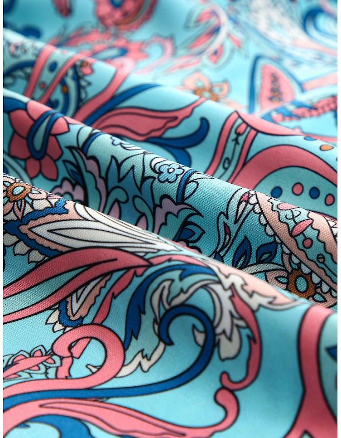 Sky Blue Paisley Print Boho Holiday Ruffle Tiered Maxi Dress