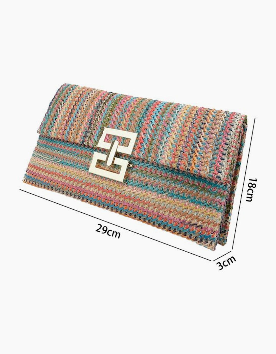 Multicolour Woven Metal Clasp Flap Handbag