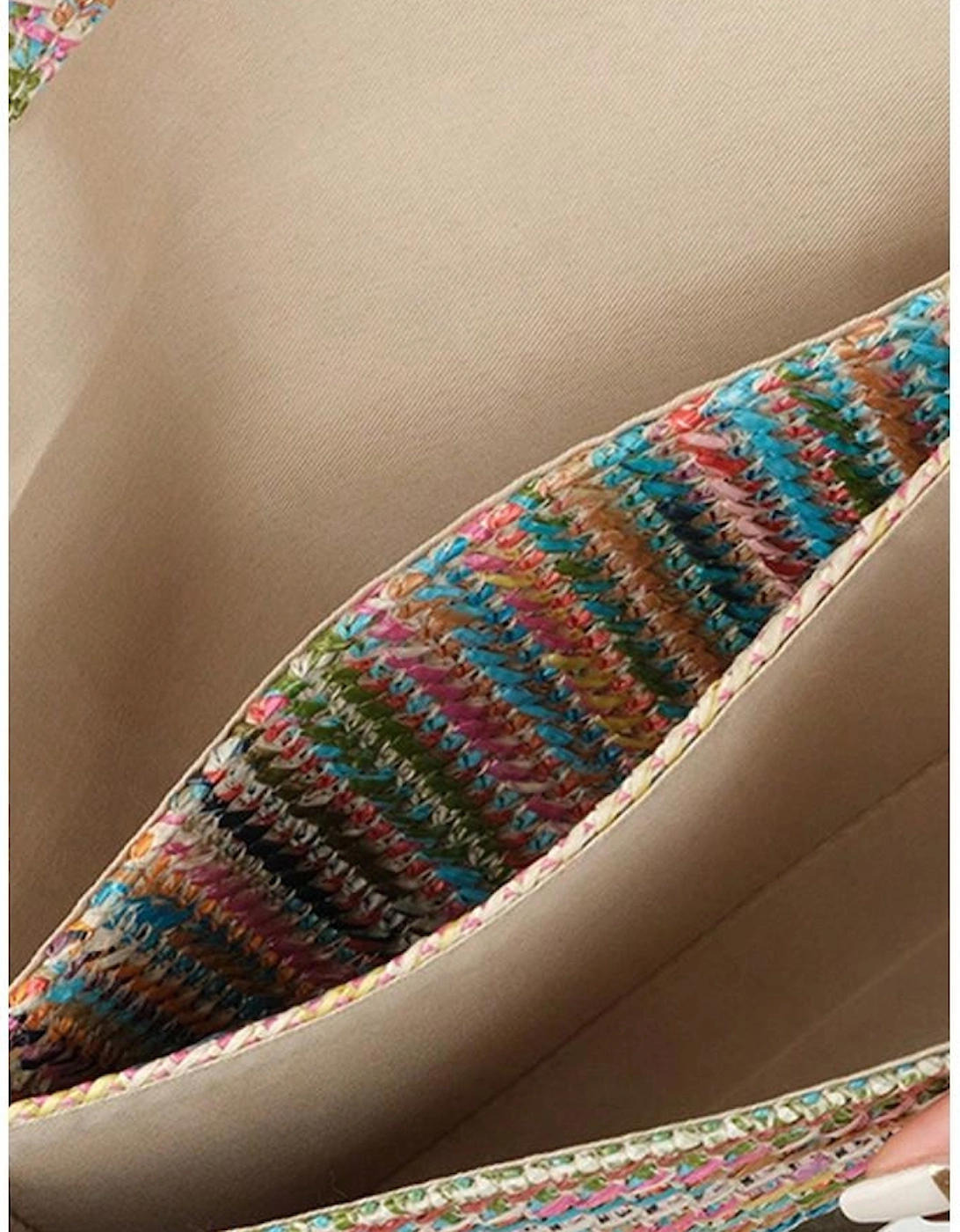 Multicolour Woven Metal Clasp Flap Handbag