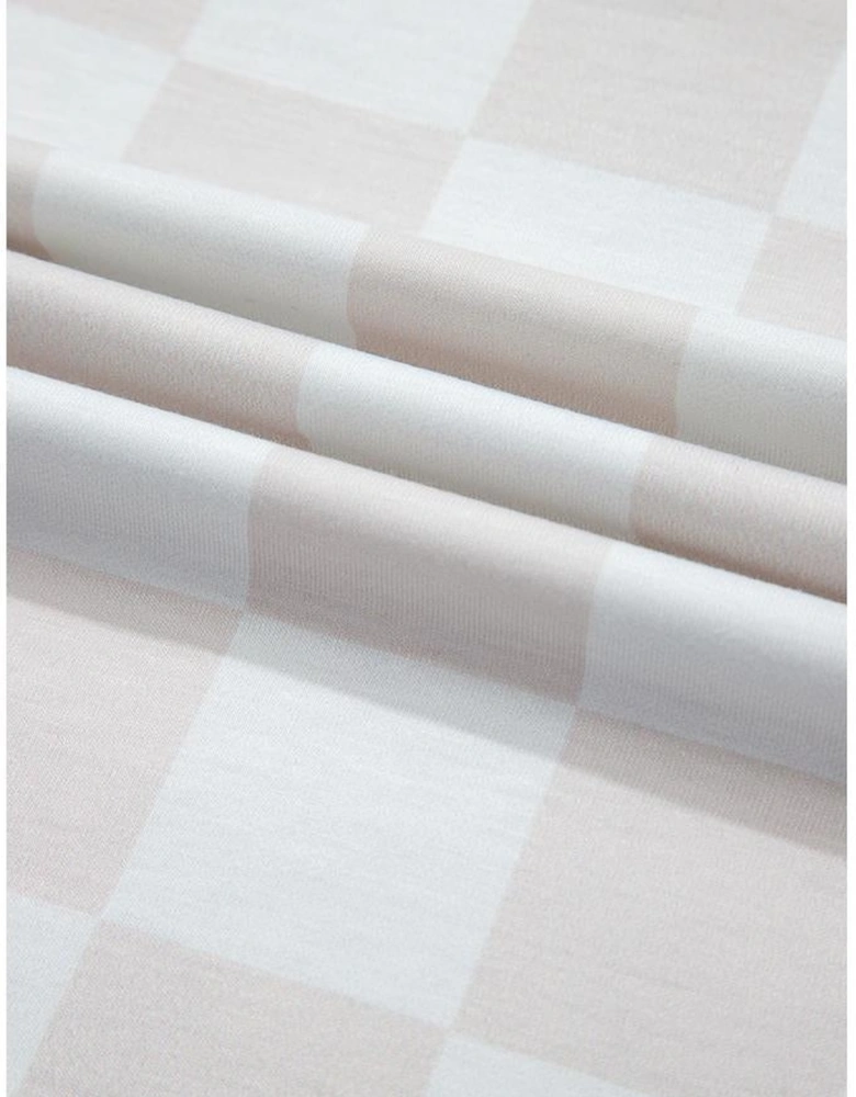 Beige Checkered V Neck Tee Drawstring Shorts Lounge Set