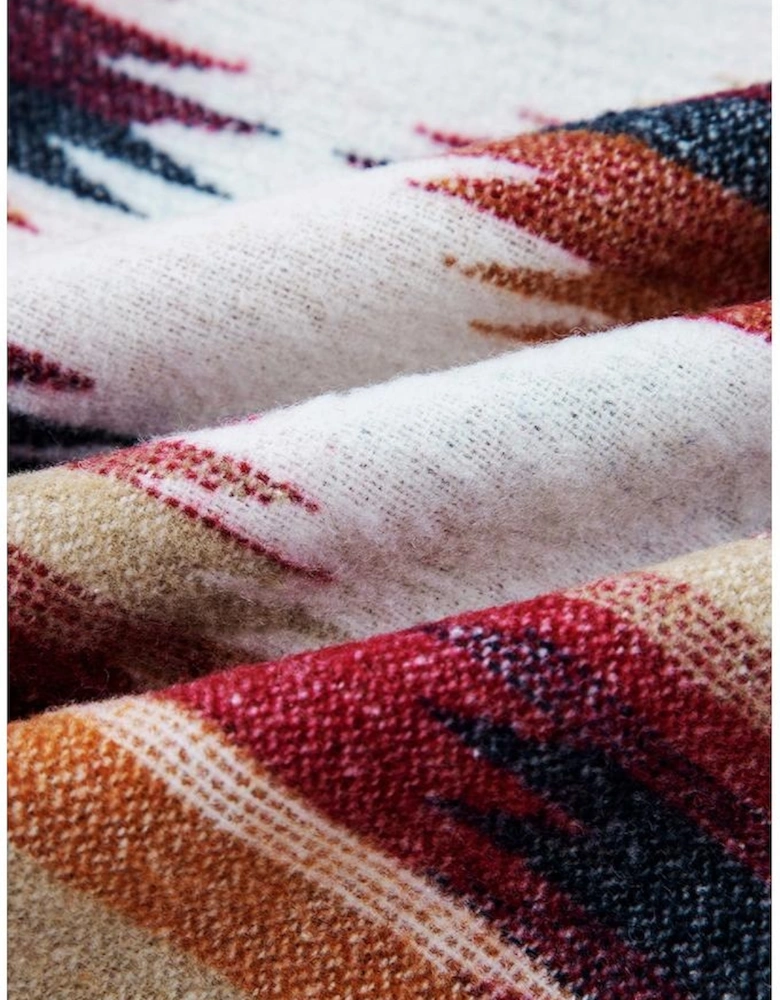 Multicolour Western Aztec Striped Patchwork Double Flap Pocket Raw Hem Shacket