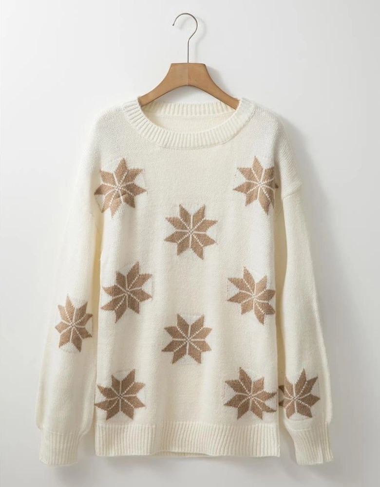 White Snowflake Christmas Tunic Sweater