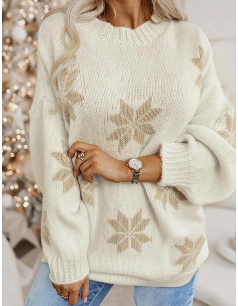 White Snowflake Christmas Tunic Sweater