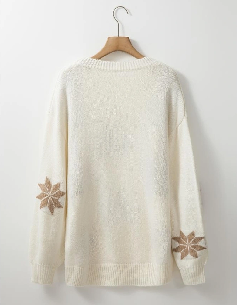 White Snowflake Christmas Tunic Sweater