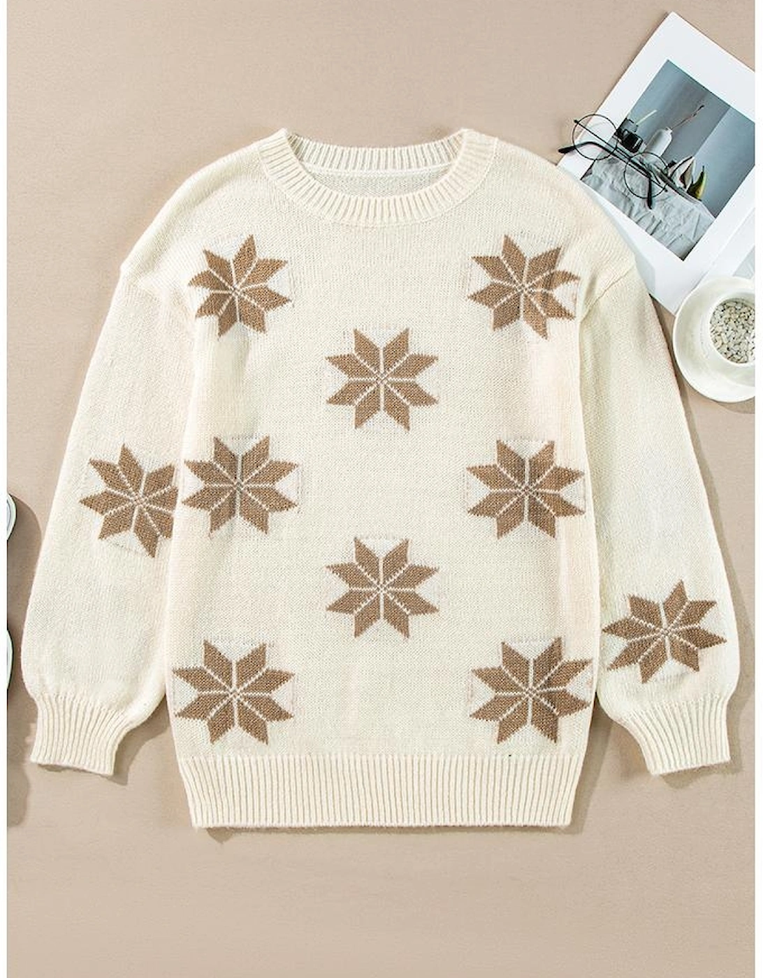 White Snowflake Christmas Tunic Sweater