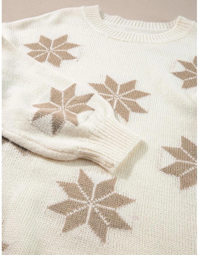 White Snowflake Christmas Tunic Sweater