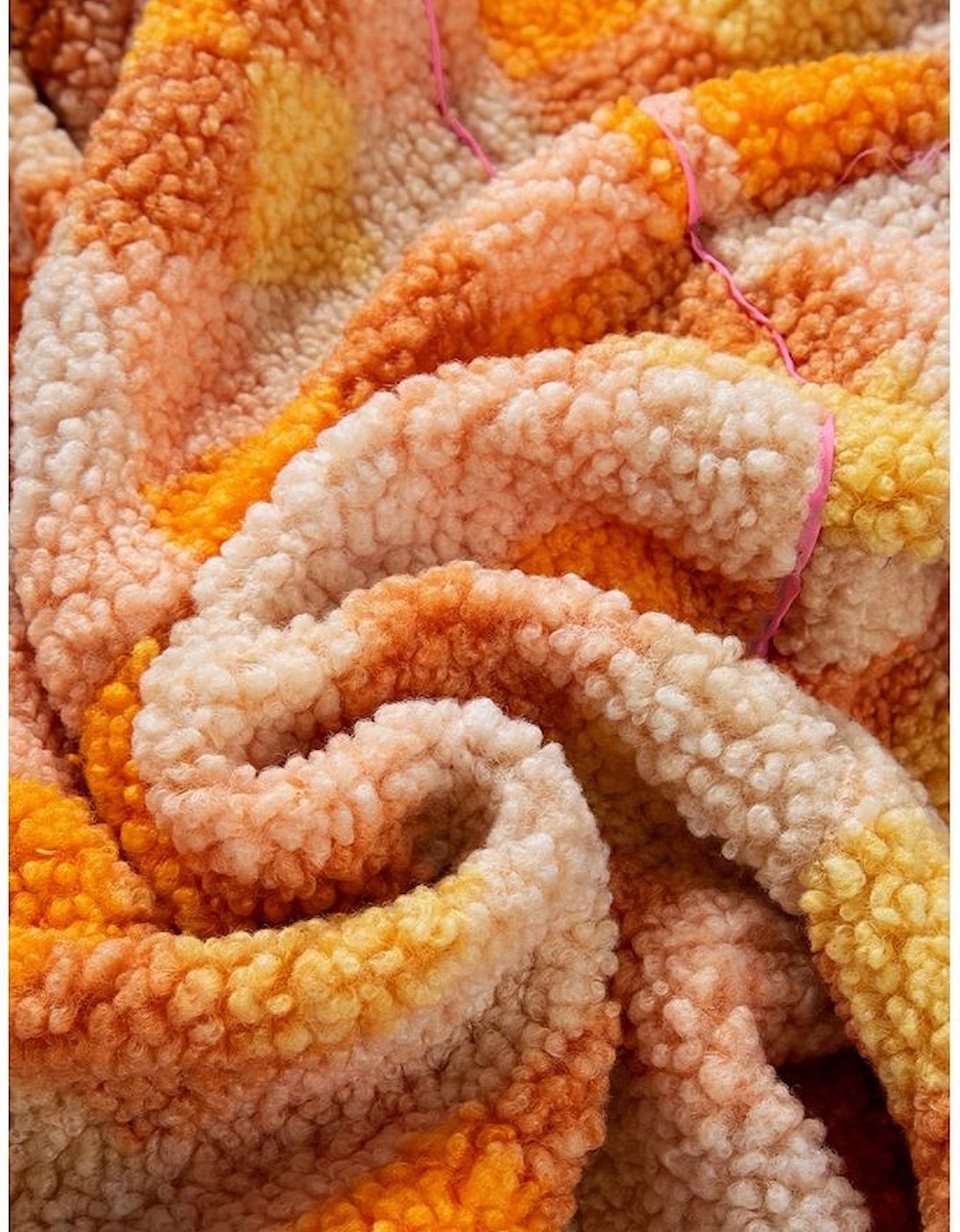 Orange Checkered Sherpa Hooded Jacket