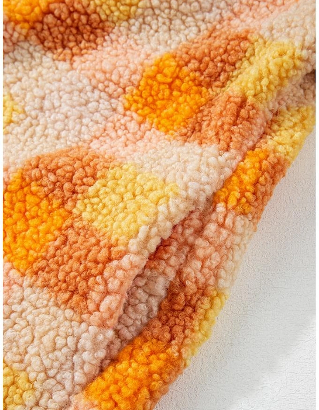 Orange Checkered Sherpa Hooded Jacket