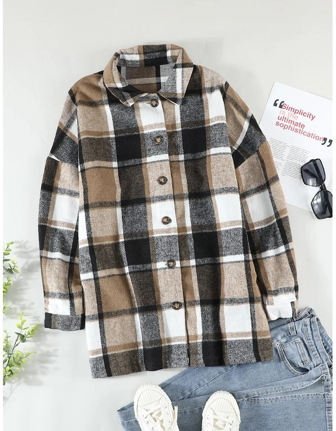 Azura Exchange Womens Oversized Plaid Shacket