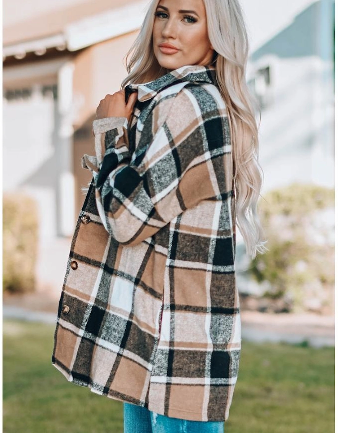 Azura Exchange Womens Oversized Plaid Shacket