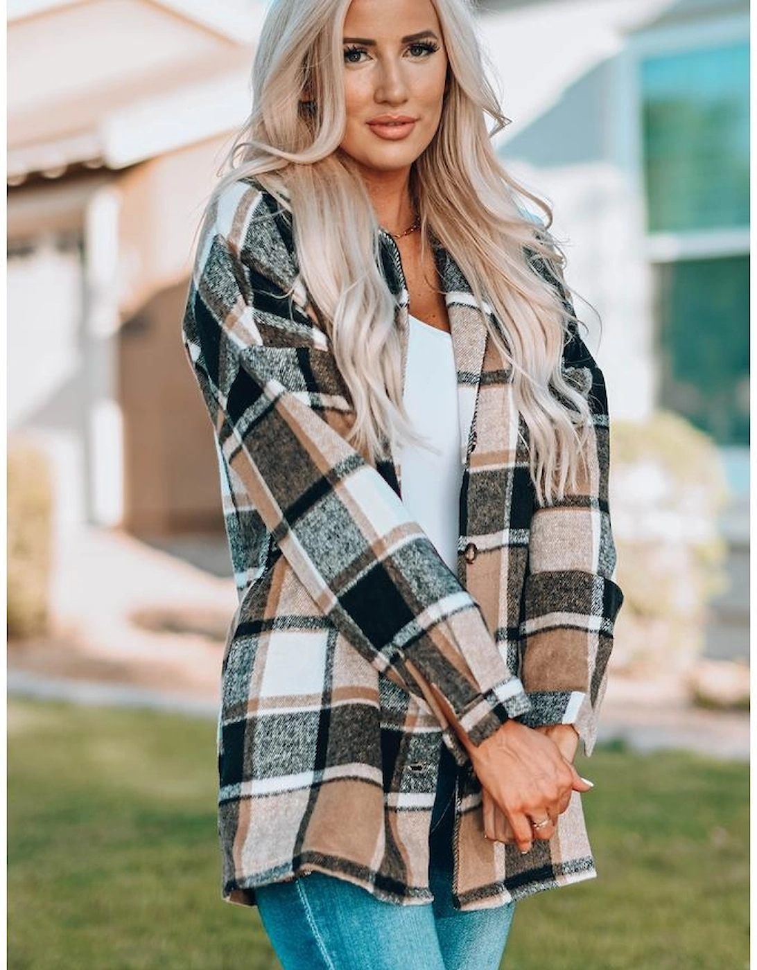 Azura Exchange Womens Oversized Plaid Shacket, 15 of 14