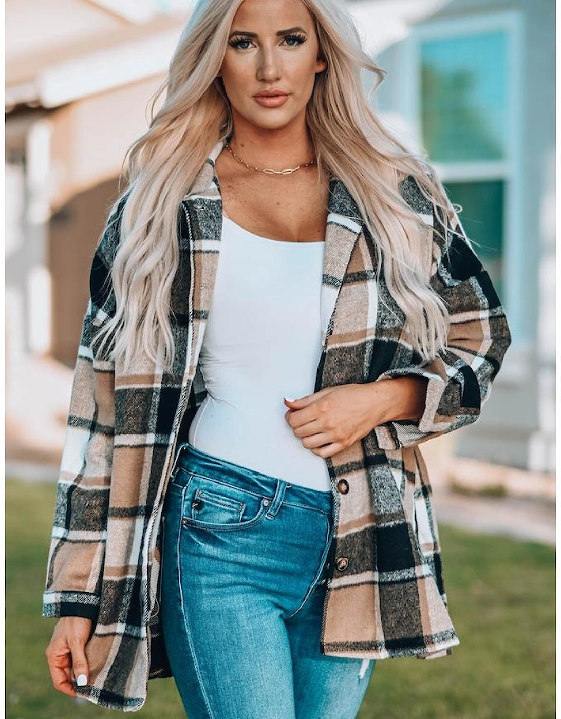 Azura Exchange Womens Oversized Plaid Shacket