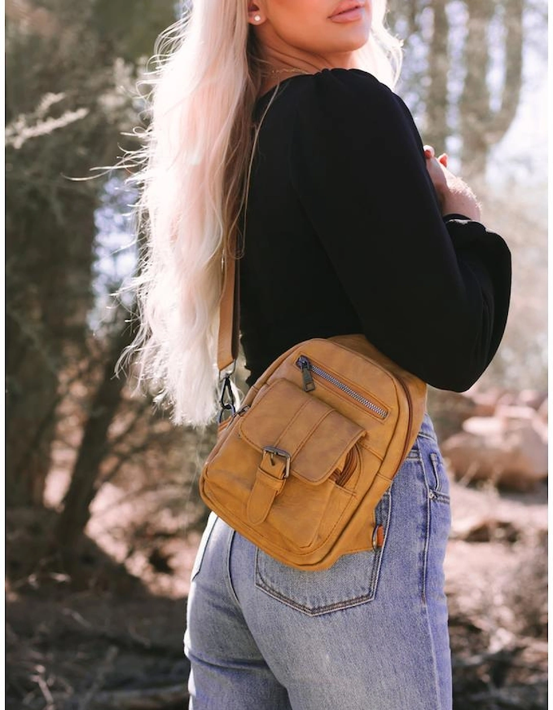 Khaki Vintage Multi Pockets Sling Bag