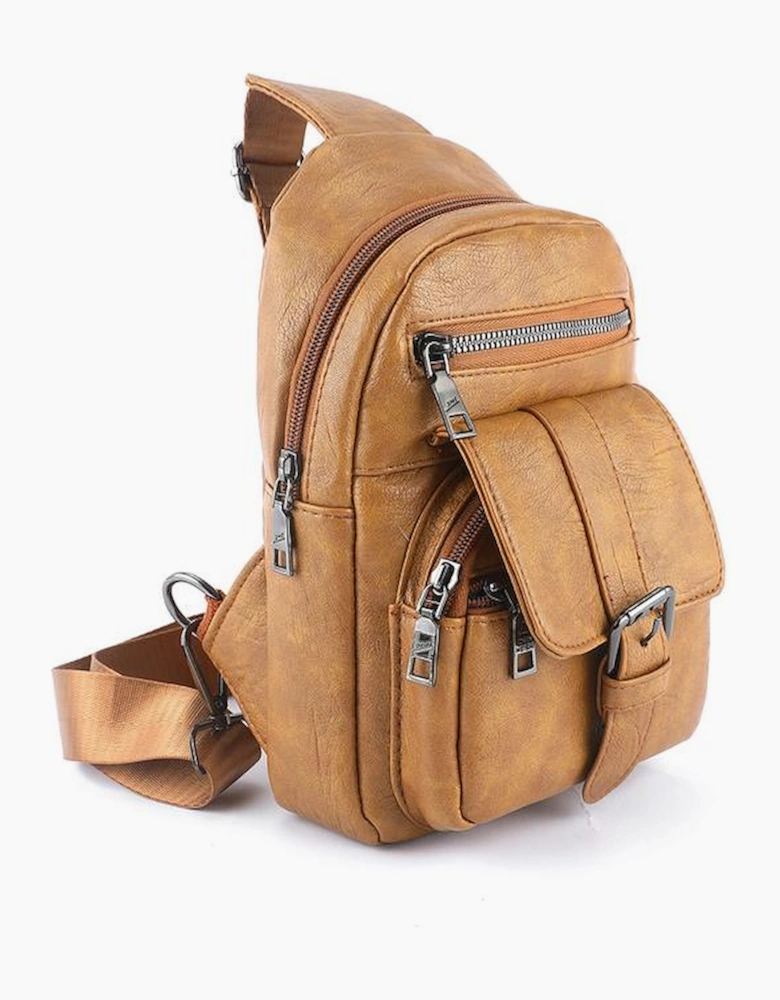 Khaki Vintage Multi Pockets Sling Bag