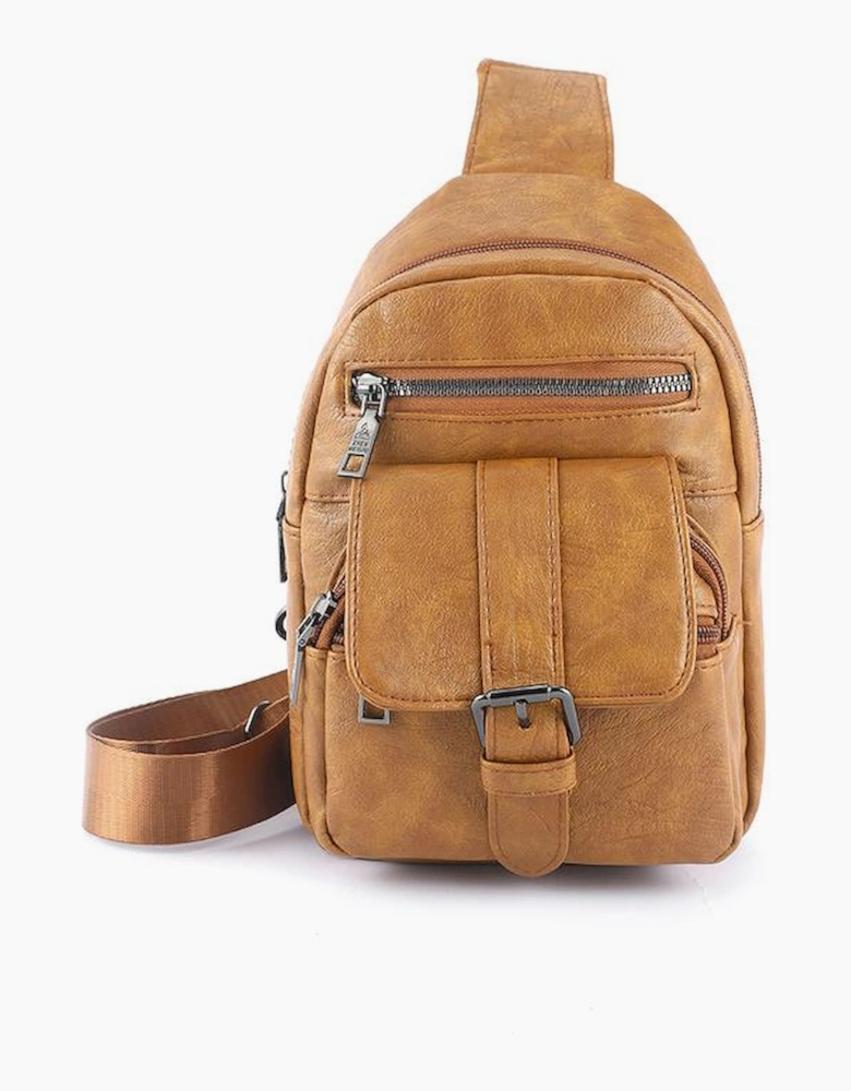 Khaki Vintage Multi Pockets Sling Bag