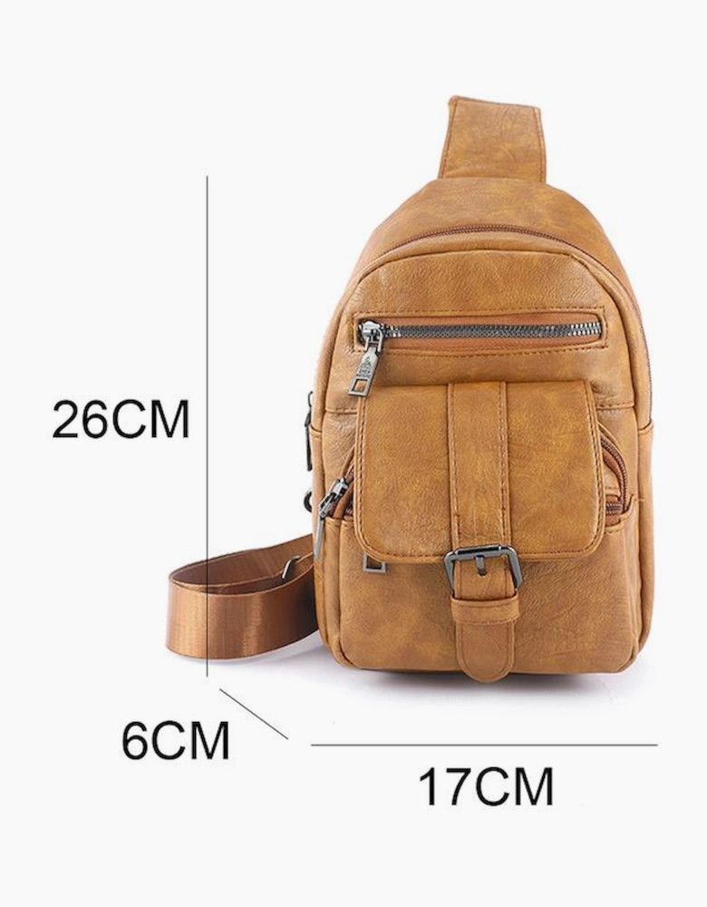 Khaki Vintage Multi Pockets Sling Bag