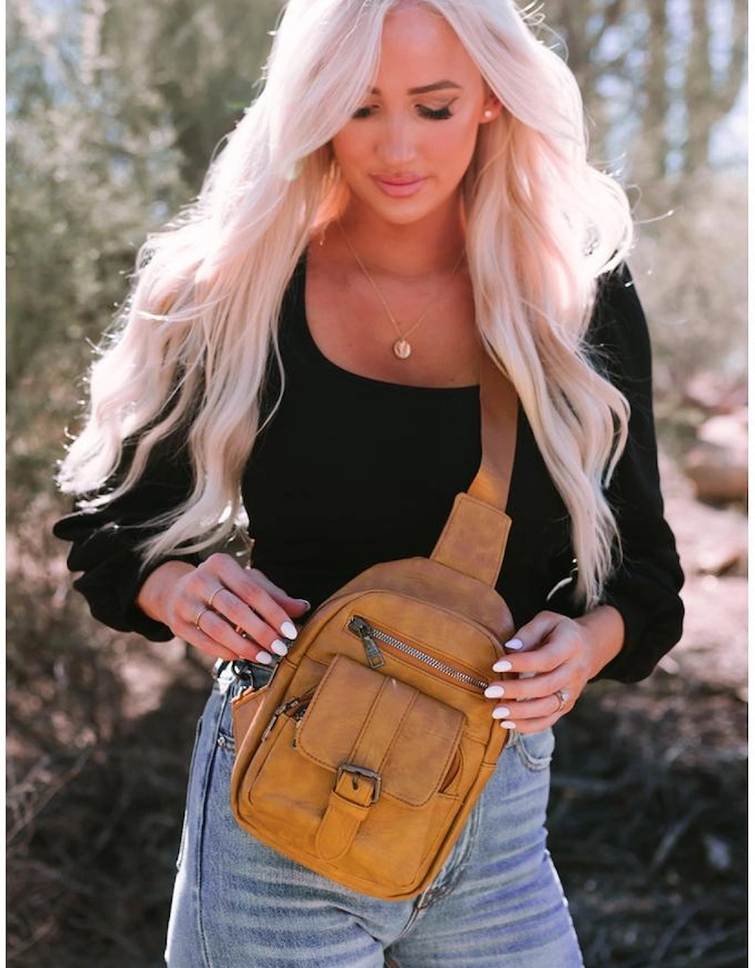 Khaki Vintage Multi Pockets Sling Bag