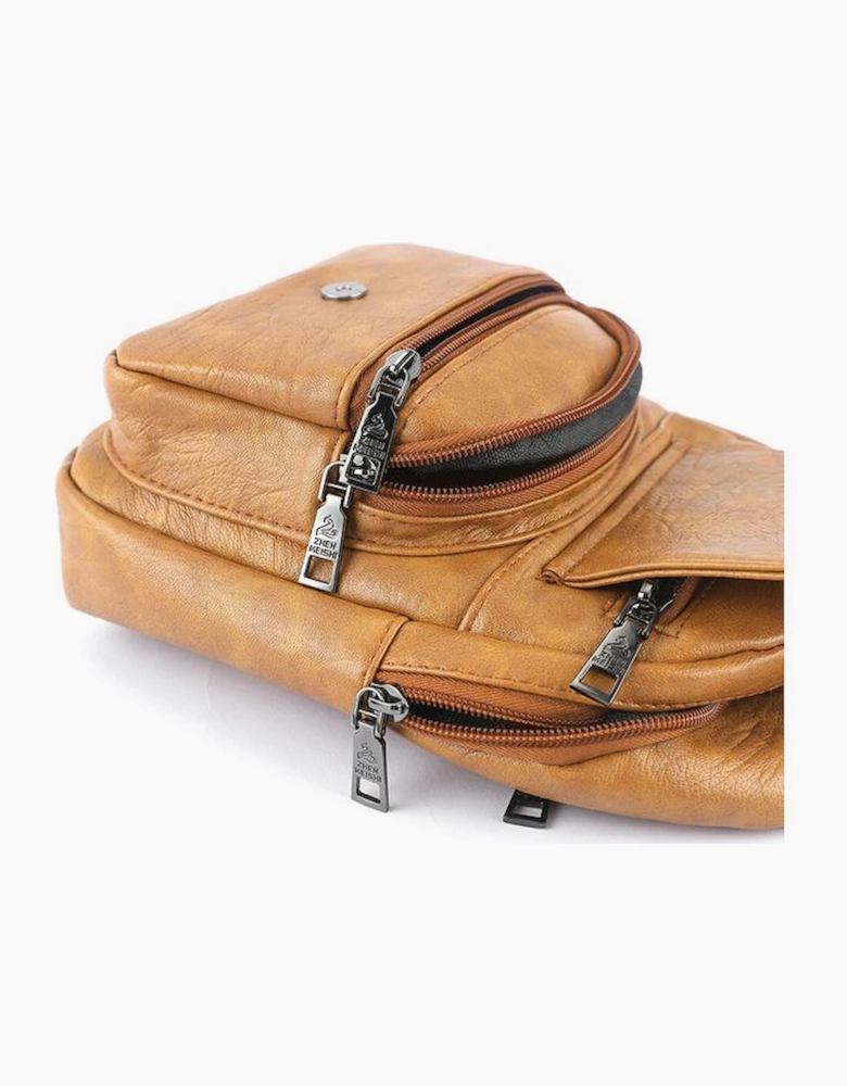 Khaki Vintage Multi Pockets Sling Bag