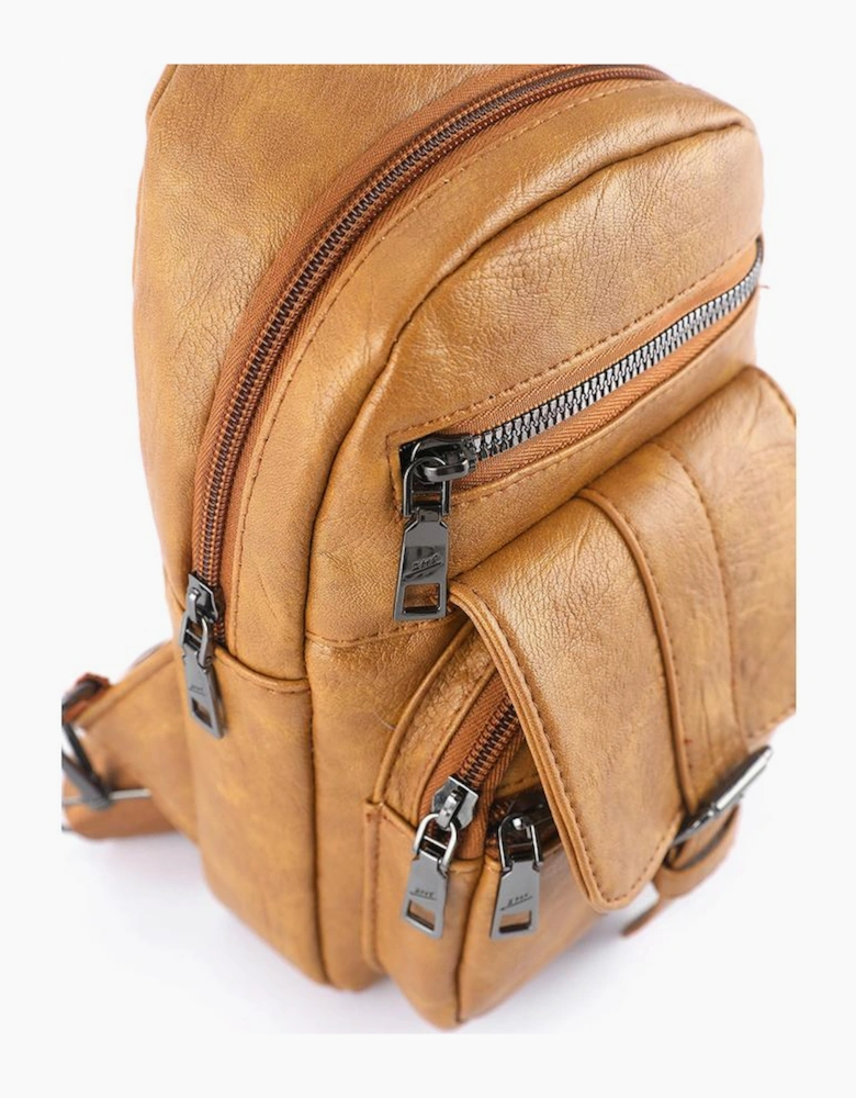 Khaki Vintage Multi Pockets Sling Bag