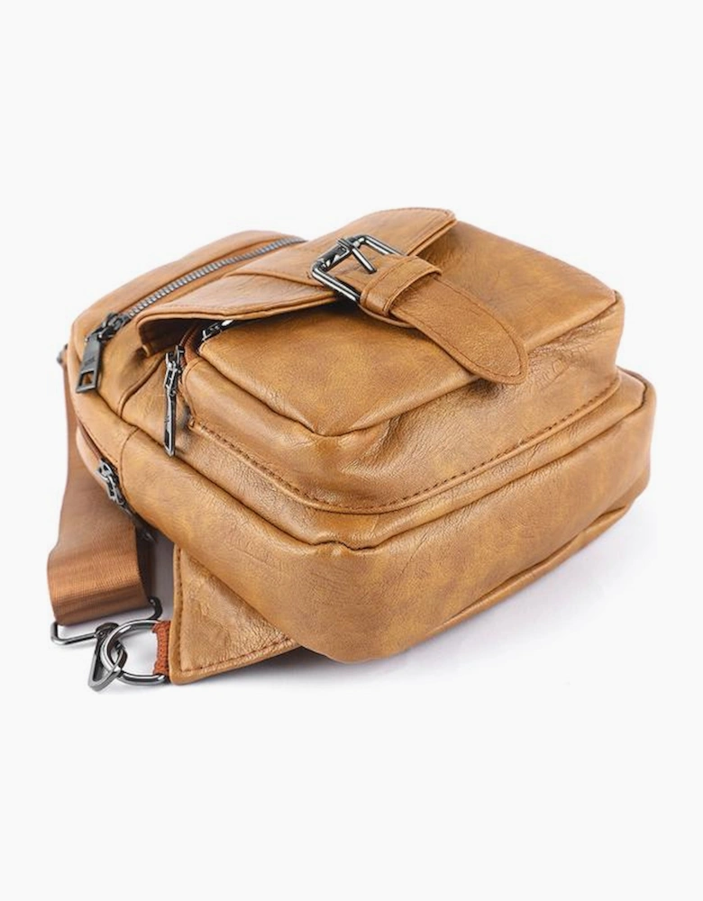 Khaki Vintage Multi Pockets Sling Bag
