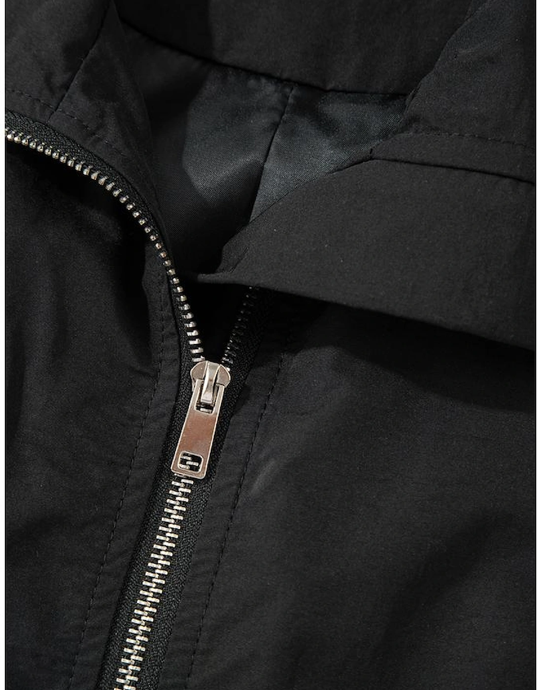 Black Flap Pockets Zip Up High Neck Vest