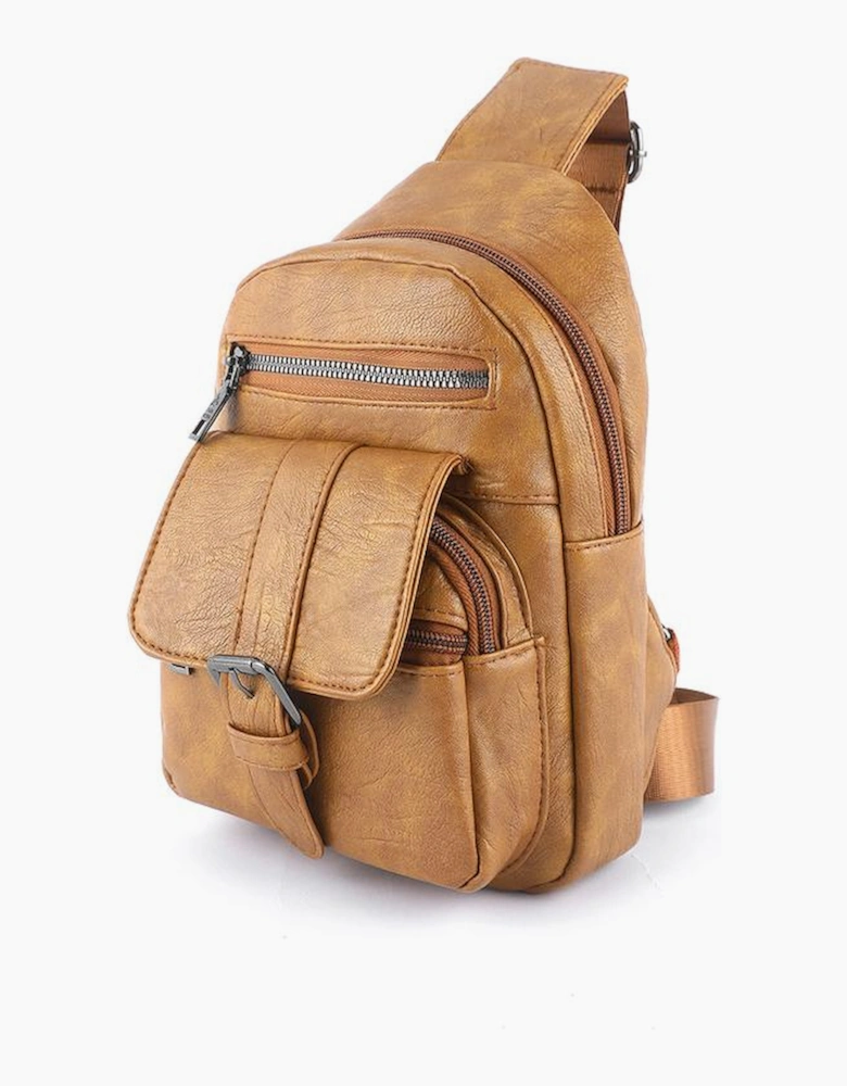 Khaki Vintage Multi Pockets Sling Bag