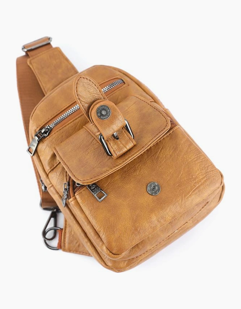 Khaki Vintage Multi Pockets Sling Bag