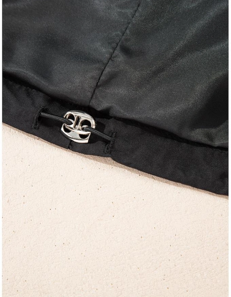 Black Flap Pockets Zip Up High Neck Vest