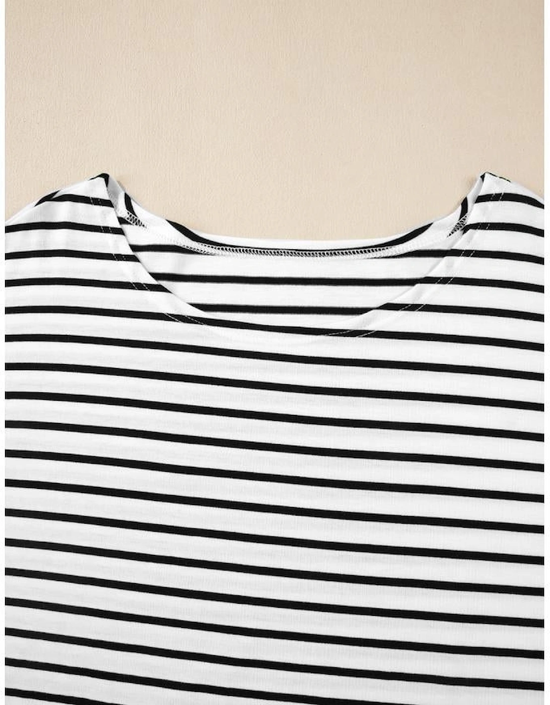Black Stripe Half Sleeve Scoop Neck Loose Top