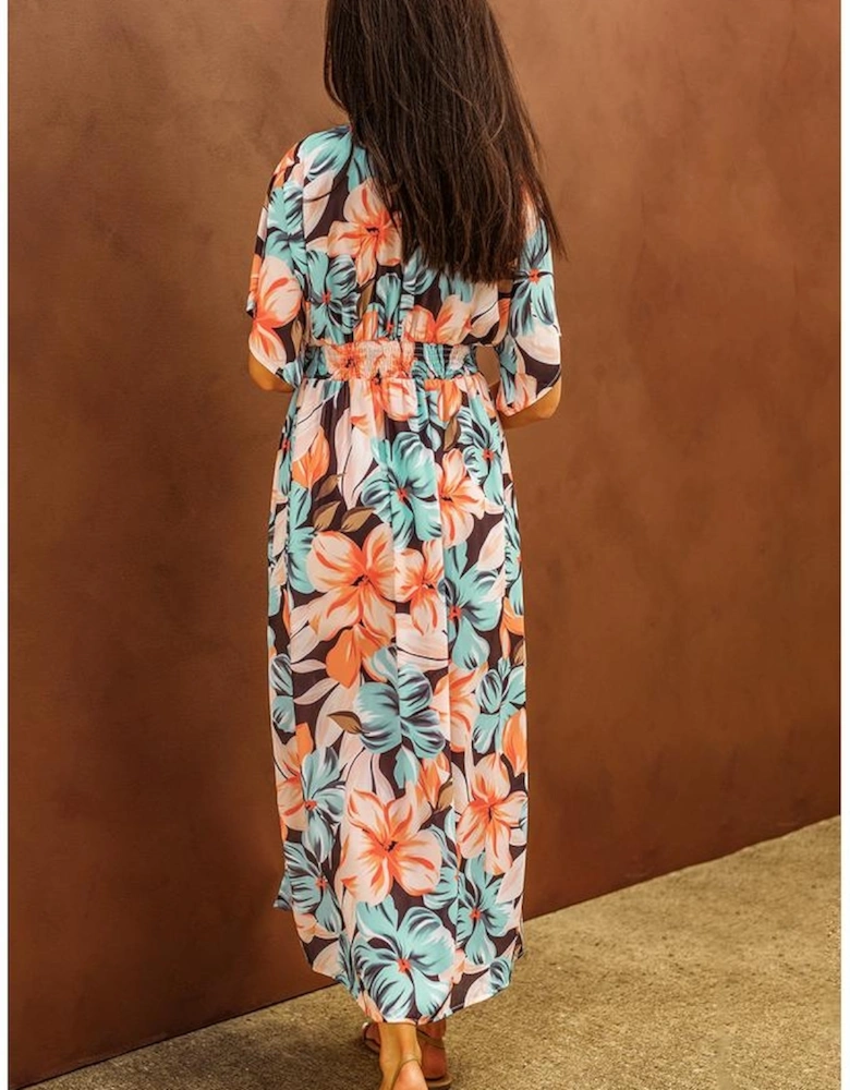Azura Exchange Floral Kimono Long Dress with Slit