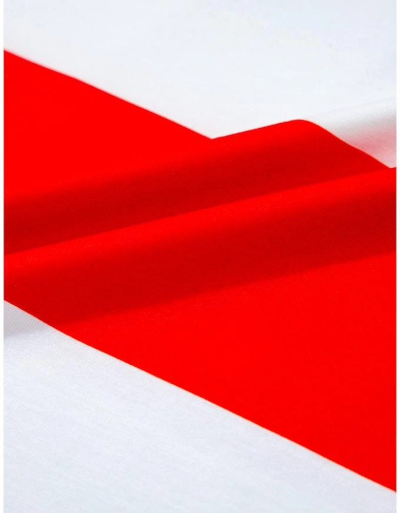 Red Stripe Collar V Neck Cuffed Dolman Short Sleeve Top