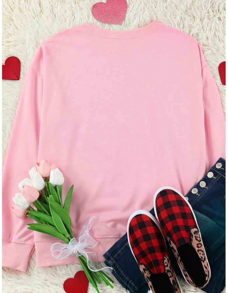 Pink BE MINE Puff Graphic Pullover Sweatshirt