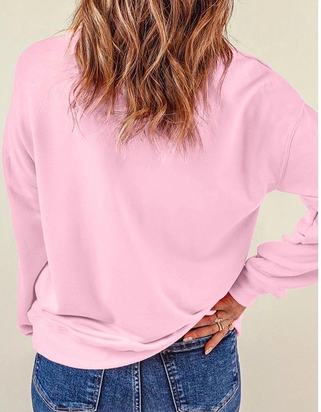 Pink Cute Nutcracker Printed Drop Shoulder Christmas Sweatshirt