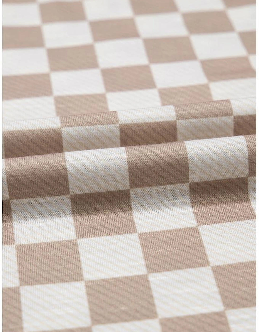 Brown Checkerboard T Shirt and High Waist Skorts 2 Piece Outfit