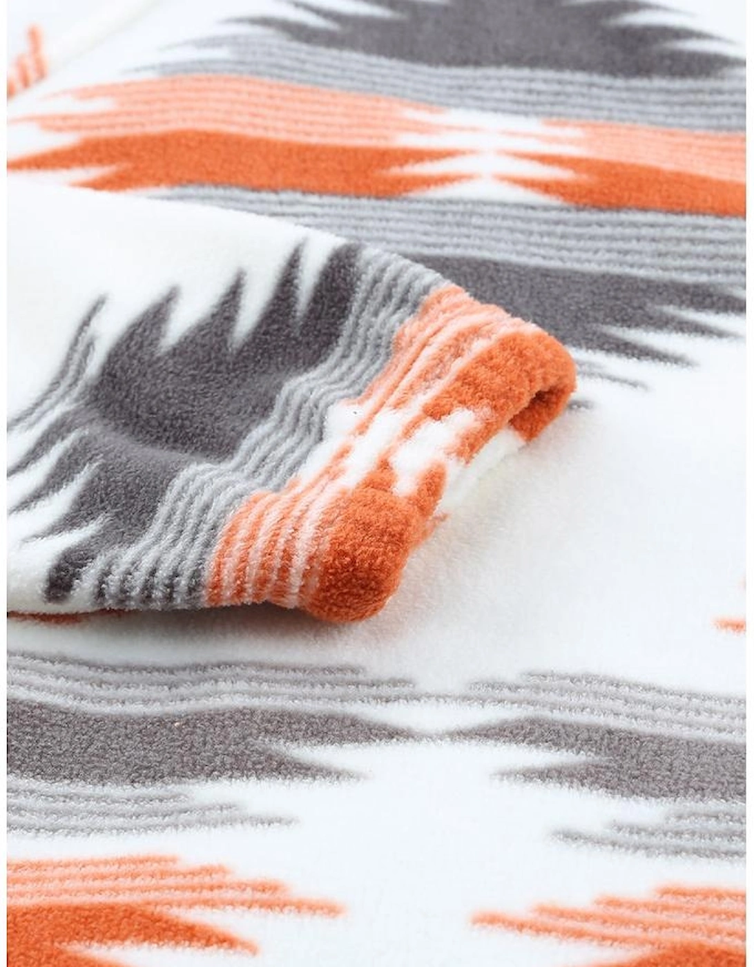 Gray Western Aztec Snap Buttoned Fleece Jacket