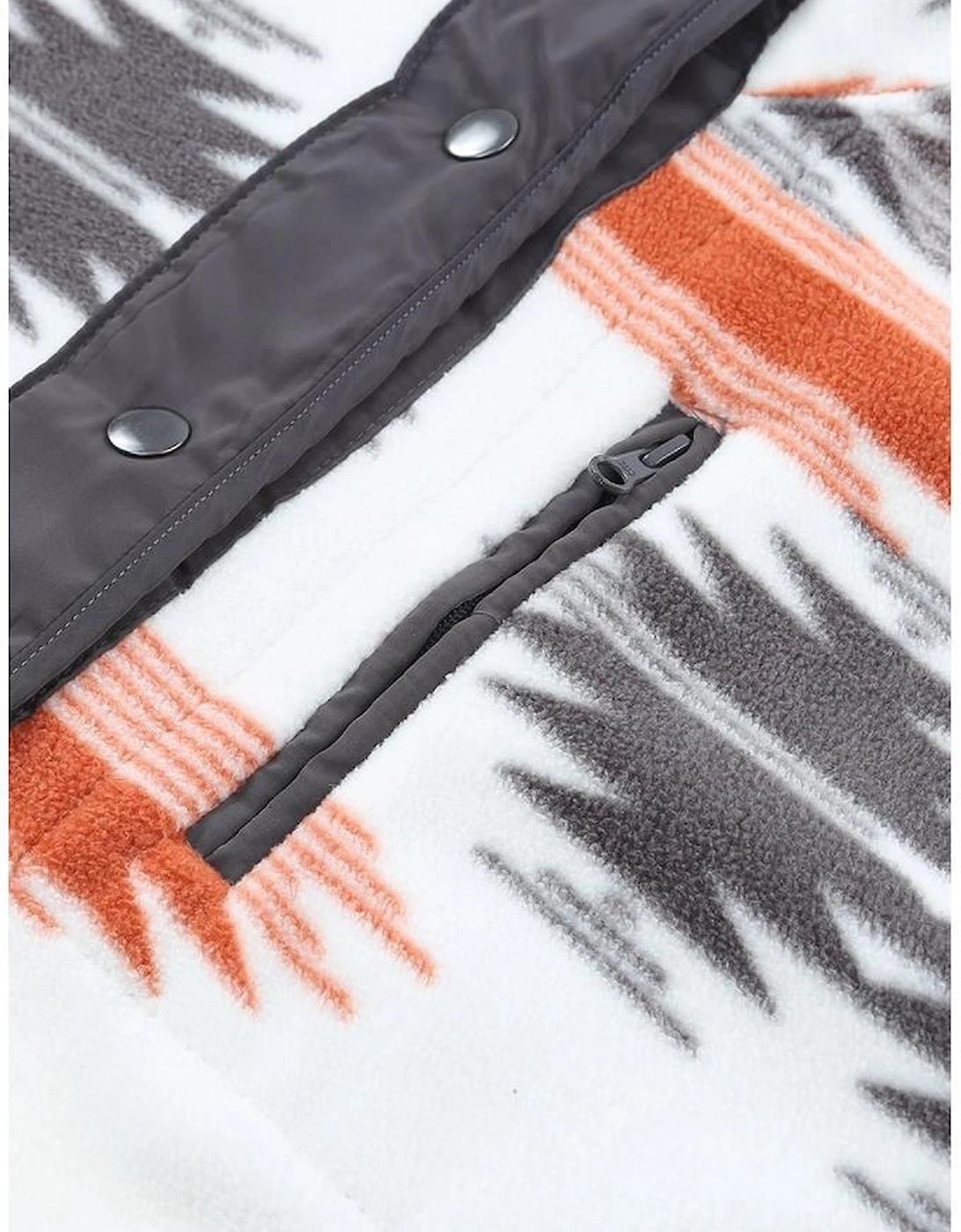 Gray Western Aztec Snap Buttoned Fleece Jacket