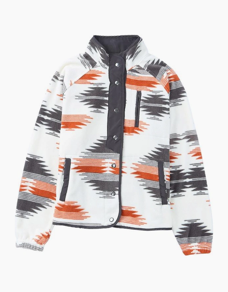 Gray Western Aztec Snap Buttoned Fleece Jacket