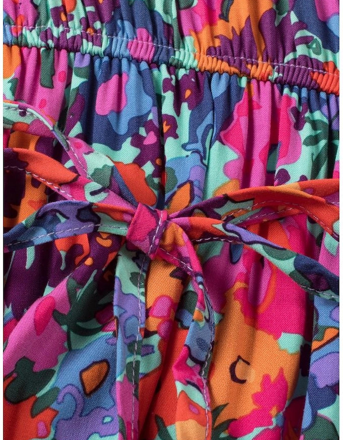 Blue Floral Print V Neck Wrap Split Maxi Dress