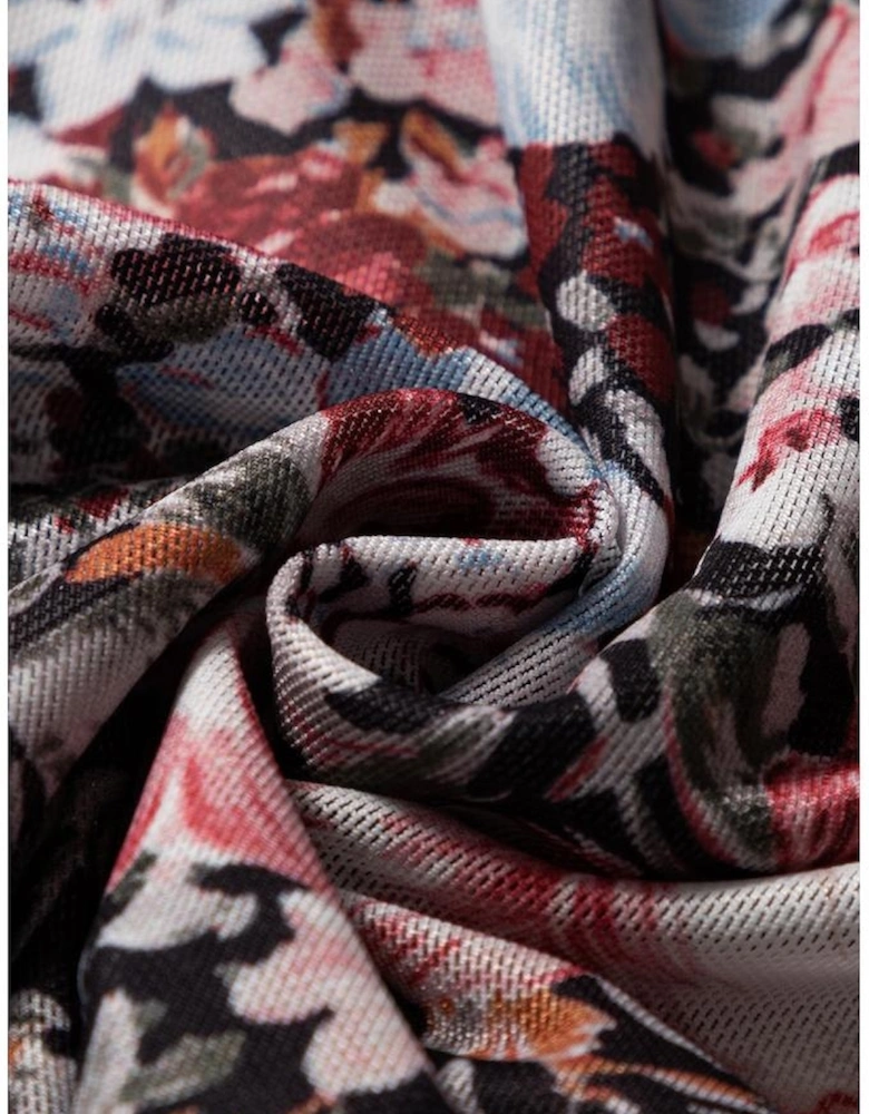 Brown Floral Print High Waist Maxi Skirt